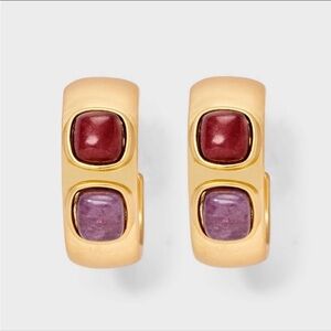 ✨NWT✨Universal Thread Semi-precious Lepidolite Stone Embellished Hoop Earrings